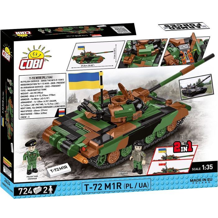 Конструктор Cobi Танк Т-72 M1R (UA/PL), 724 детали (COBI-2624) изображение 6