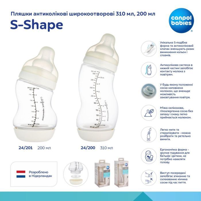 Бутылочка для кормления Canpol babies S-Shape антиколікова широкоотворова 200 мл (24/201) изображение 6