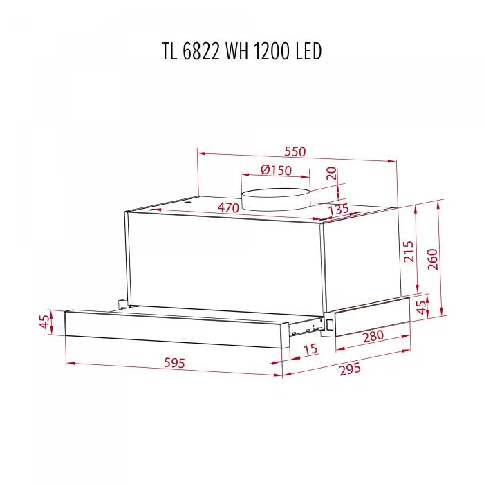 Вытяжка кухонная Perfelli TL 6822 WH 1200 LED изображение 12