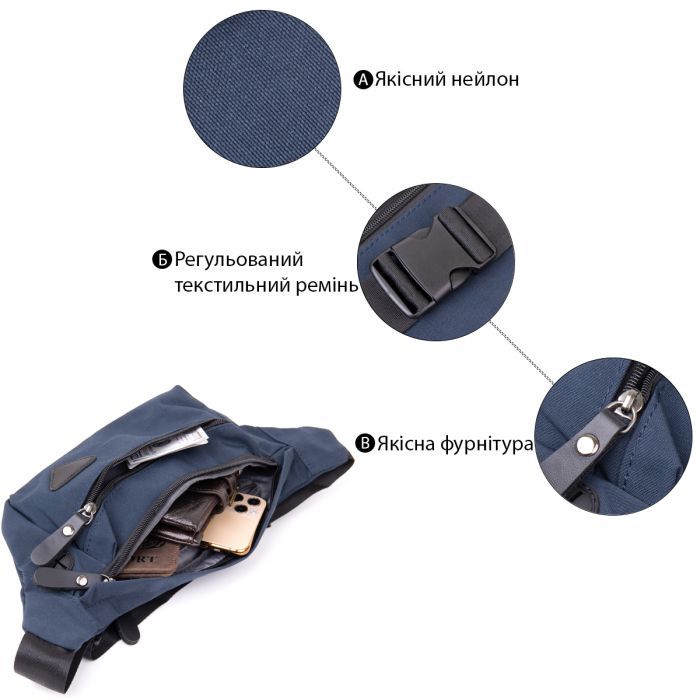 Сумка Vintage Бананка нейлон Зеленая (20636) изображение 4