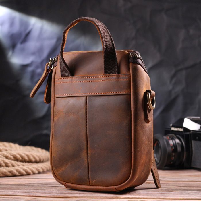 Сумка Vintage Мужская из натуральной винтажной кожи Коричневая (21295) изображение 9
