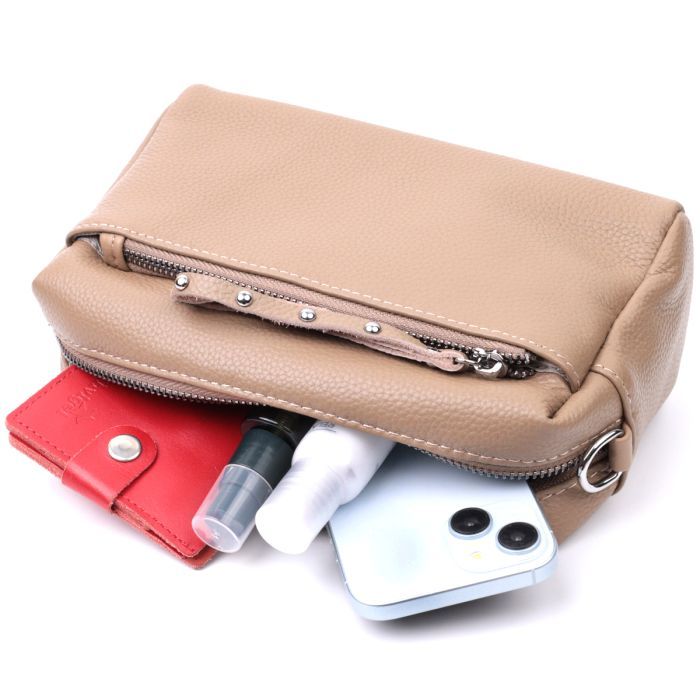 Сумка Vintage Из натуральной кожи Бежевая (22650) изображение 10