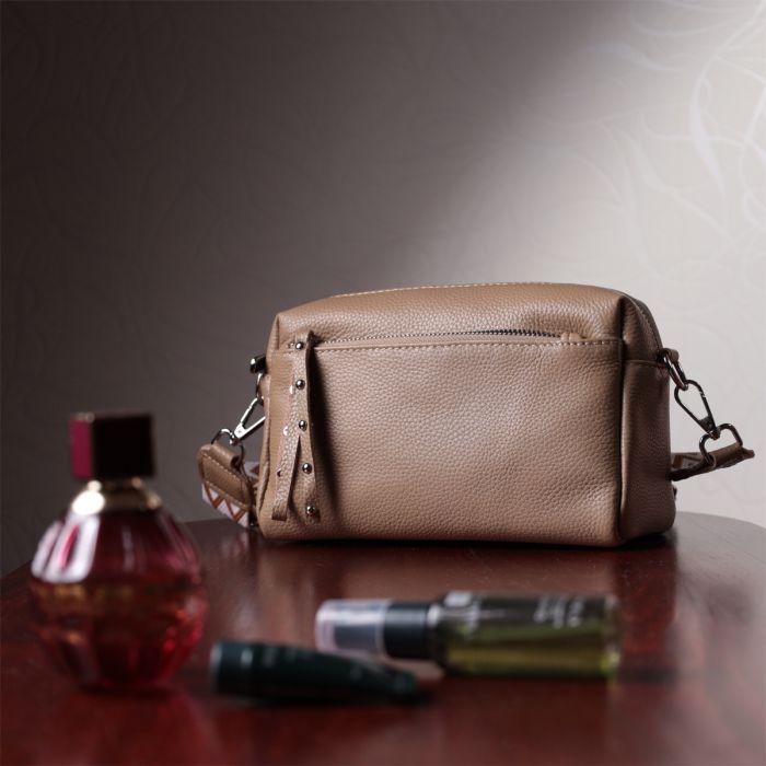 Сумка Vintage Из натуральной кожи Бежевая (22650) изображение 12