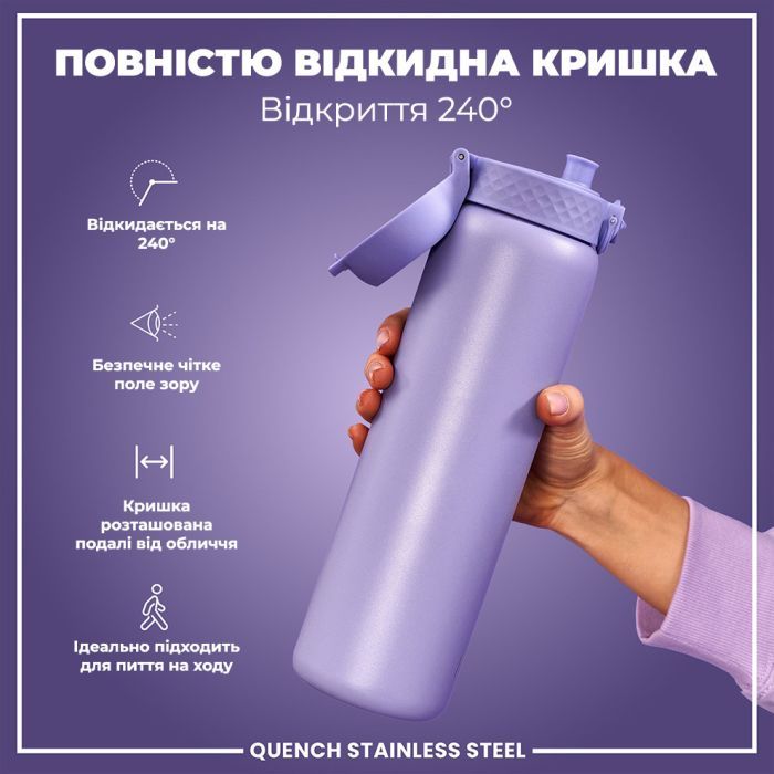 Пляшка для води ION8 OneTouch Stainless Steel 1200 мл Grey (I8SS1000GRY) зображення 3