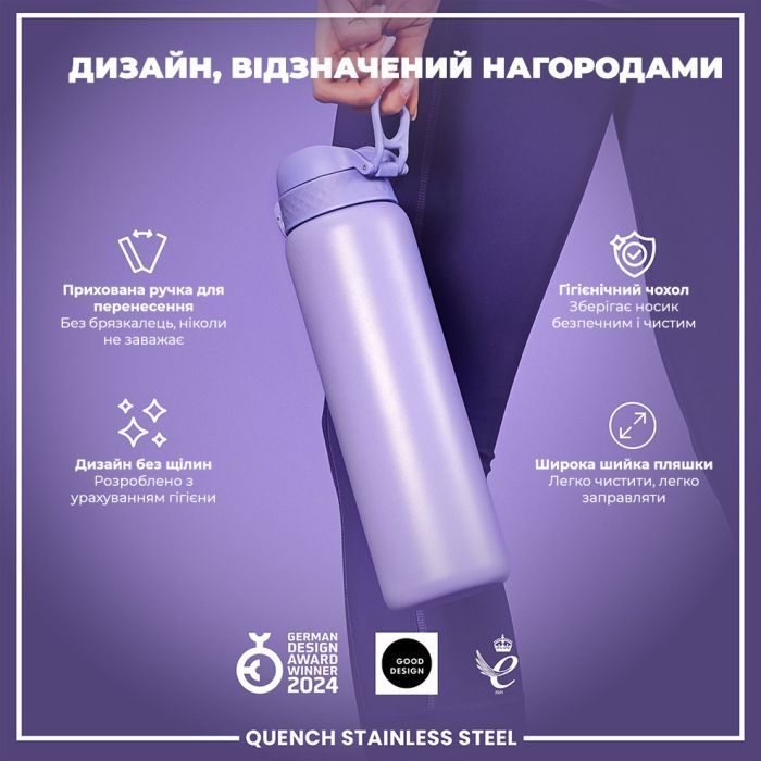 Пляшка для води ION8 OneTouch Stainless Steel 1200 мл Grey (I8SS1000GRY) зображення 4
