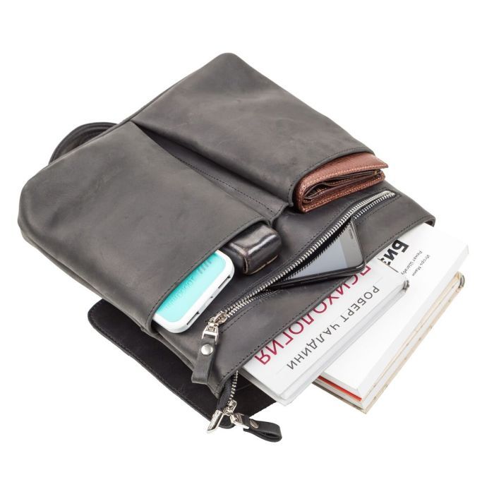 Сумка Shvigel З вінтажної шкіри Чорна (11078) зображення 5