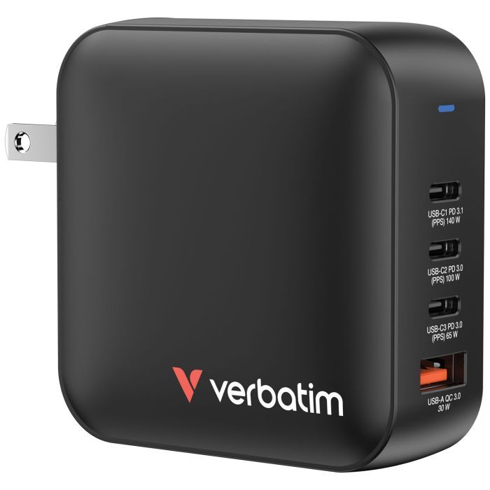 Зарядное устройство Verbatim MiniGaN 165 W 4 ports (3xUSB-C/1xUSB-A) (32216)