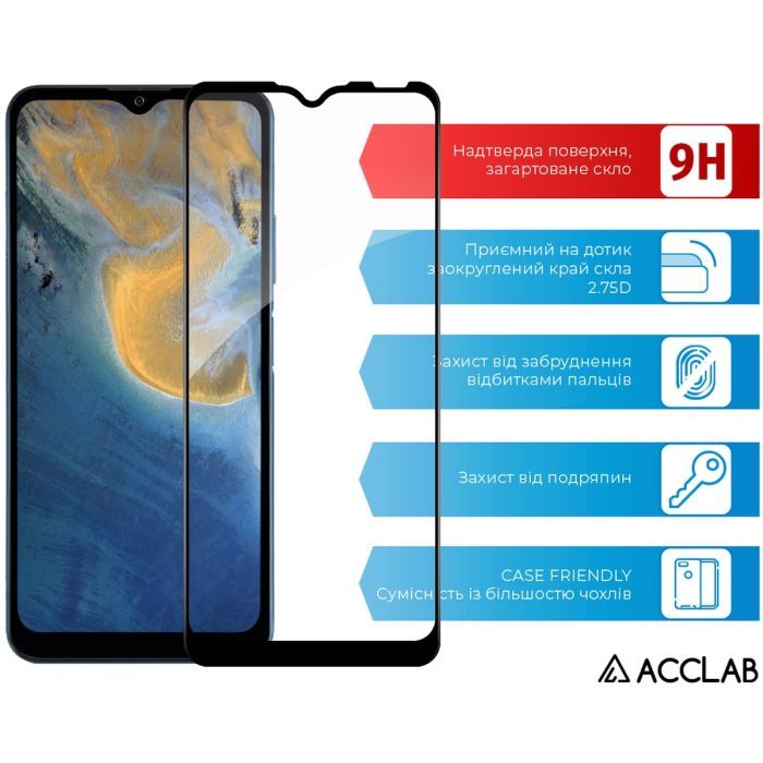 Скло захисне ACCLAB Full Glue ZTE Blade A51 Black (1283126515712) зображення 3