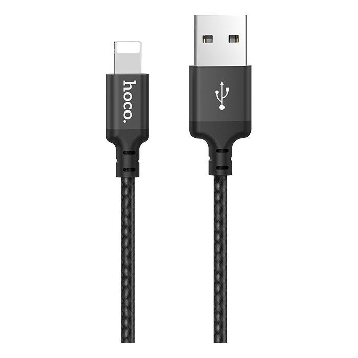 Дата кабель USB 2.0 AM to Lightning 1.0m 2A nylon X14 black HOCO (6957531062820)
