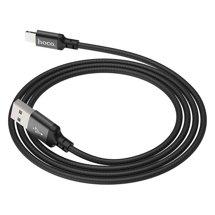 Дата кабель USB 2.0 AM to Lightning 1.0m 2A nylon X14 black HOCO (6957531062820) изображение 6