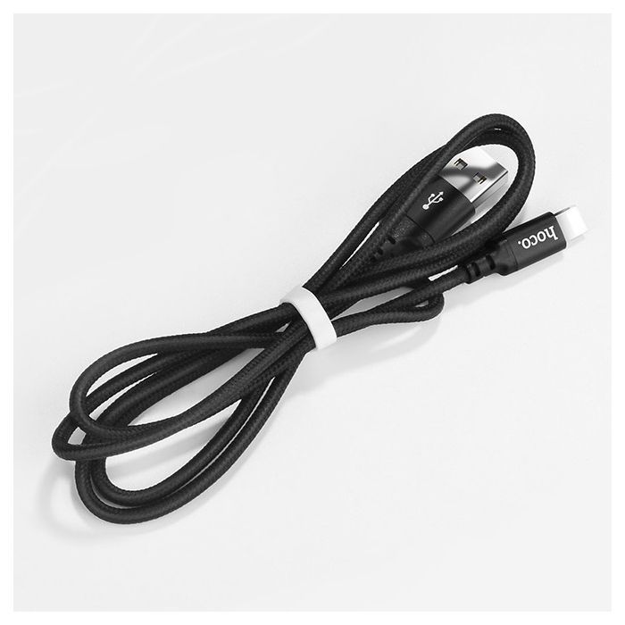 Дата кабель USB 2.0 AM to Lightning 1.0m 2A nylon X14 black HOCO (6957531062820) изображение 7