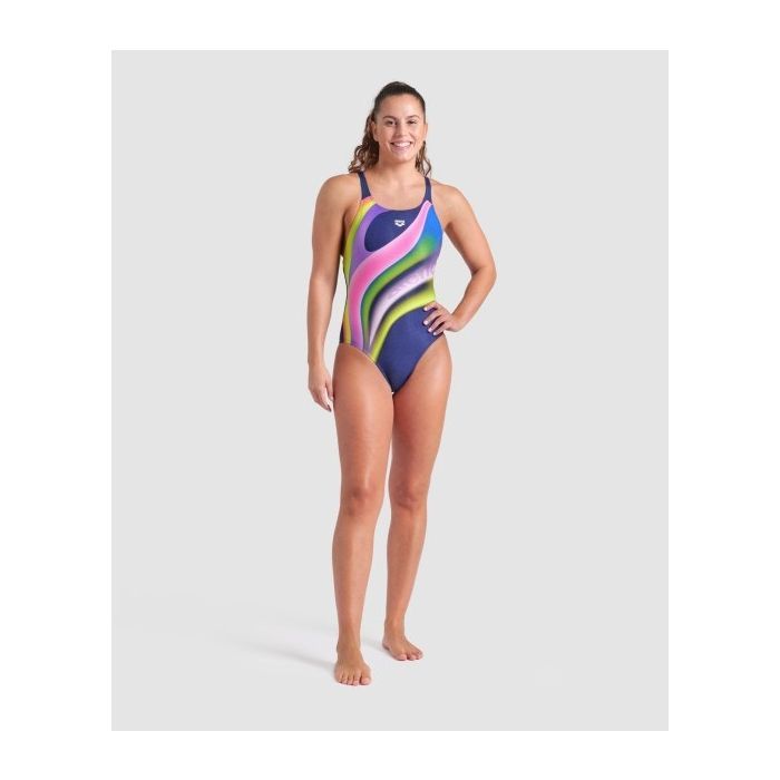 Купальник Arena Water Fluids Swimsuit Swim Pro 008837-570 Темно-синій/Рожевий/Салатовий 40 (3468337533290) изображение 3