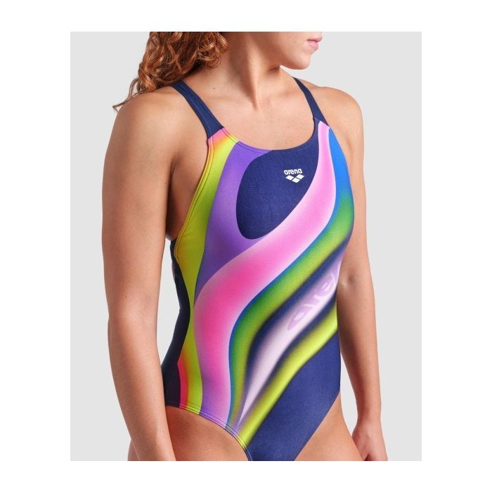 Купальник Arena Water Fluids Swimsuit Swim Pro 008837-570 Темно-синій/Рожевий/Салатовий 40 (3468337533290) изображение 4