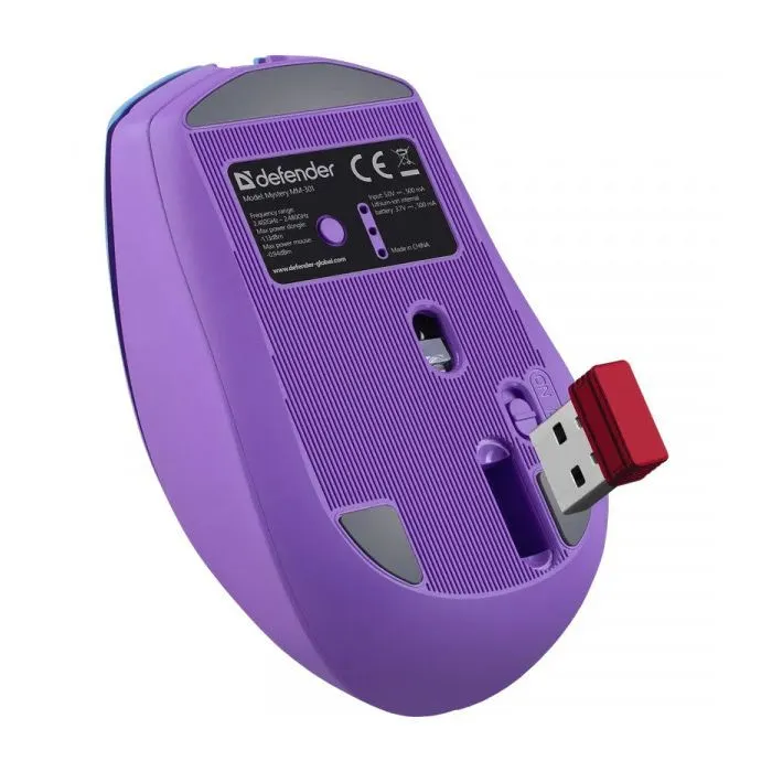 Мышка Defender Mystery MM301 LED Wireless/Bluetooth Violet (52301) изображение 5