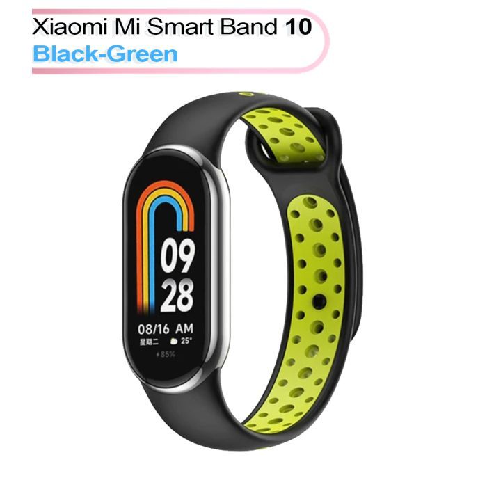 Ремінець до фітнес браслета BeCover Vents Style для Xiaomi Mi Smart Band 10 Black-Green (713629)