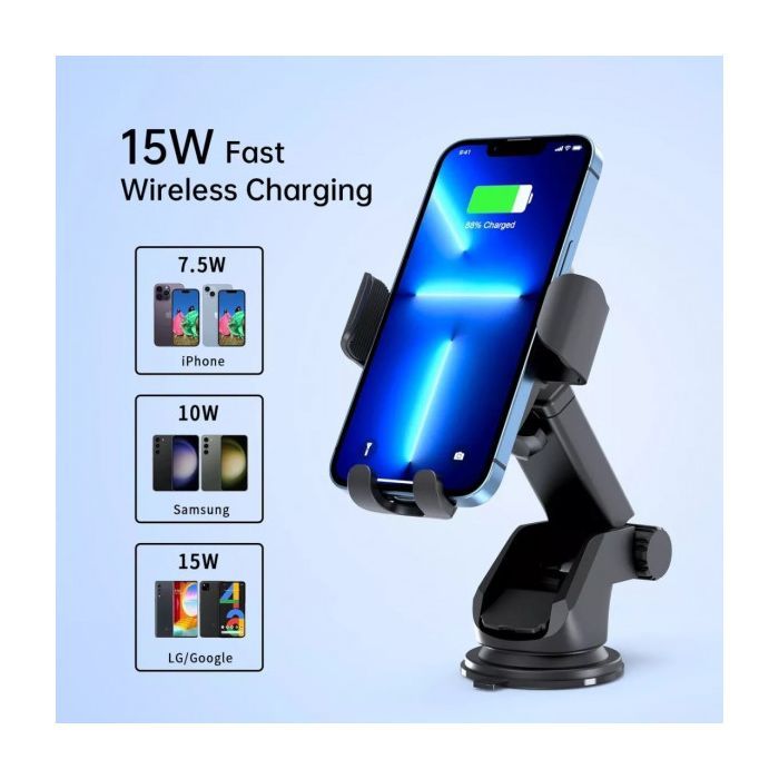 Універсальний автотримач Choetech Gravity Car Wireless 15W Charger 4.7-7.2" Black (T203-F-ACBK) зображення 4