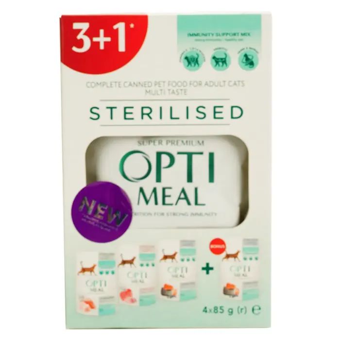 Вологий корм для кішок Optimeal для стерилізованих та кастрованих котів №6 3+1 340 г (4820269140820) зображення 2