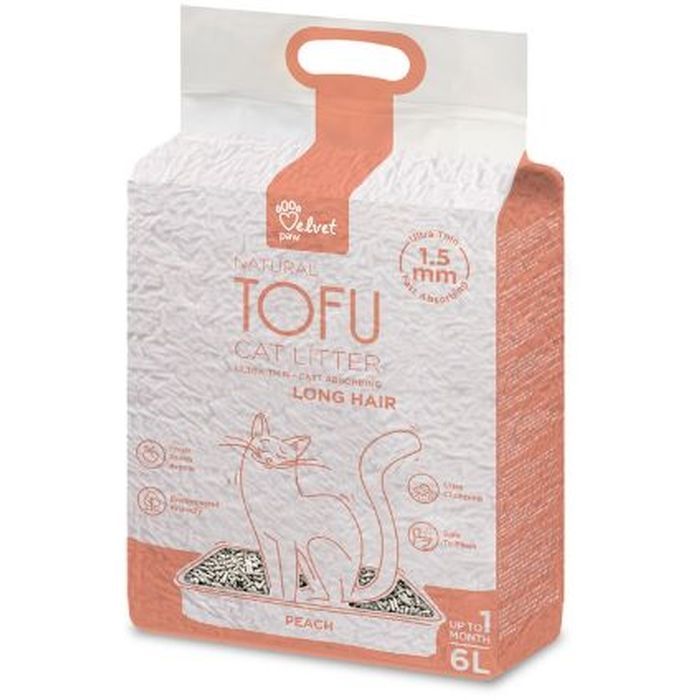 Наповнювач для туалету Velvet Paw TOFU для довгошерстих котів з екстрактом персика (1.5 мм) 2.6 кг (TOF46898)