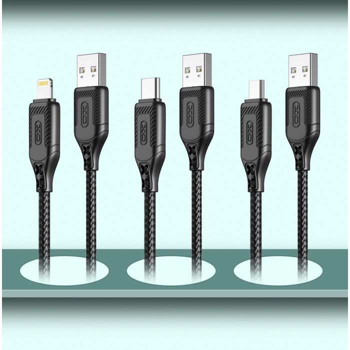 Дата кабель USB 2.0 AM to Lightning 1.0m braided black XO (NB235_L_Black) изображение 4