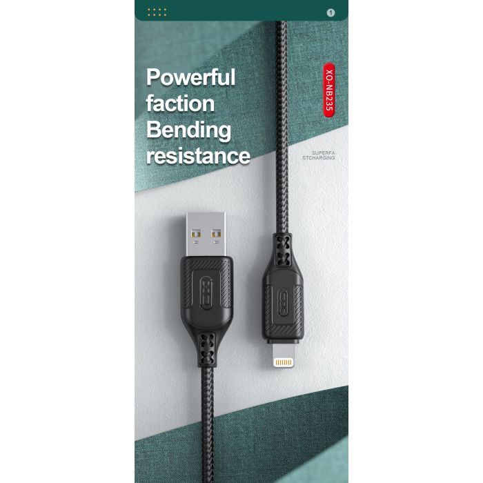 Дата кабель USB 2.0 AM to Lightning 1.0m braided black XO (NB235_L_Black) изображение 6