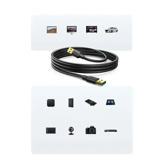 Дата кабель USB 3.0 AM/AM 2.0m US128 black Ugreen (10371) изображение 7