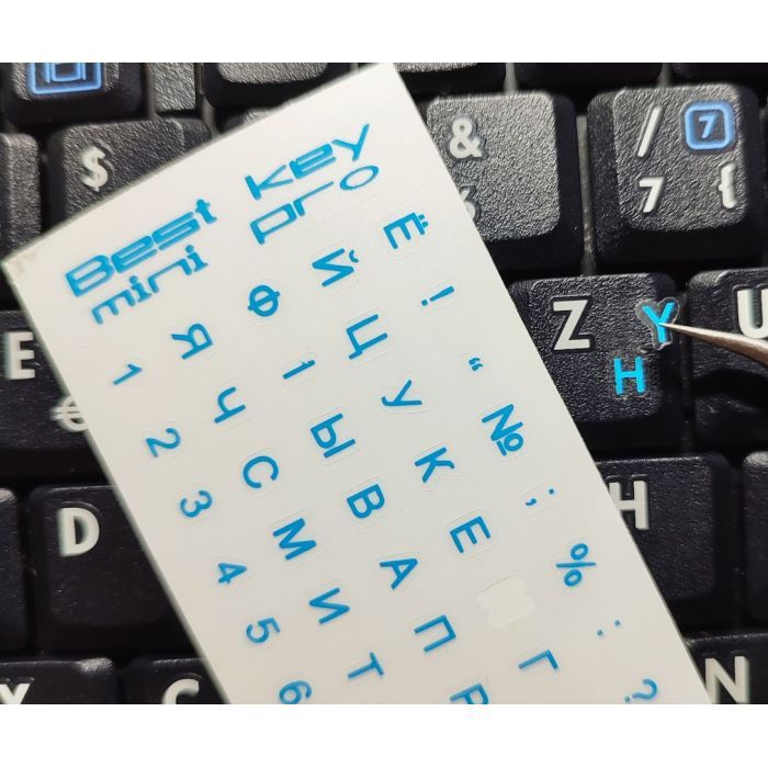 Наклейка на клавіатуру BestKey mini Pro 3,5х3мм, прозора основа, 70, синій (BKmPRO/BluTr/052) зображення 2