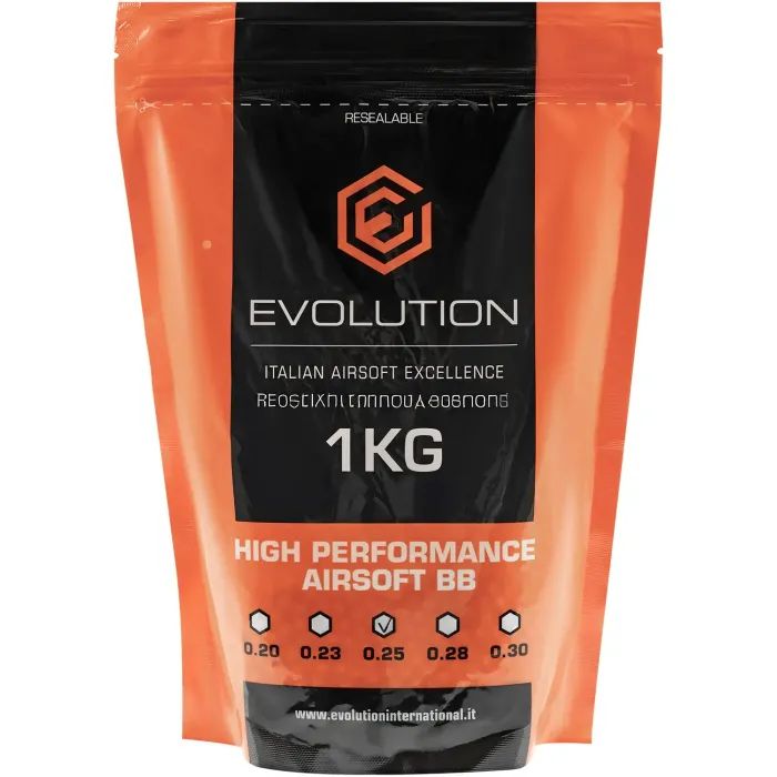 Страйкбольні кульки Evolution BB 6мм 0.25г High Performance White 1кг/уп (BBEA25-BOX)