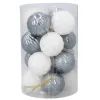 Елочная игрушка Chomik пластикові кульки 16 шт, 4 см, сріблясті і біли (5900779877351_3)
