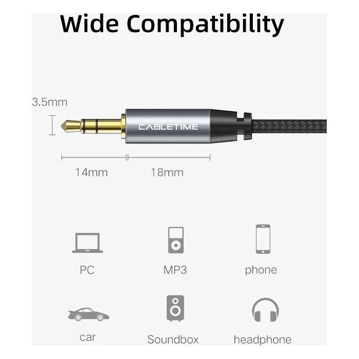 Кабель мультимедійний 3.5mm M to 3.5mm M 1.8m Cabletime (CA915262) зображення 5