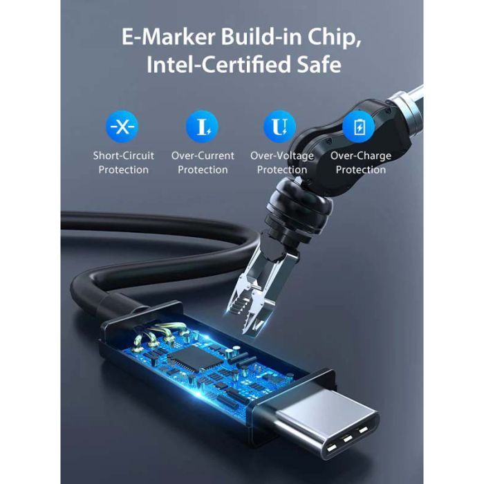 Дата кабель USB-C to USB-C 0.5m Thunderbolt 3 100W (20V/5A) 5K60Hz Cabletime (CA915392) изображение 6