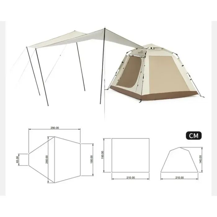 Палатка Naturehike тримісний автоматичний із тентом Ango Picnic CNK2450WS021, коричневий (6976023922817) изображение 3