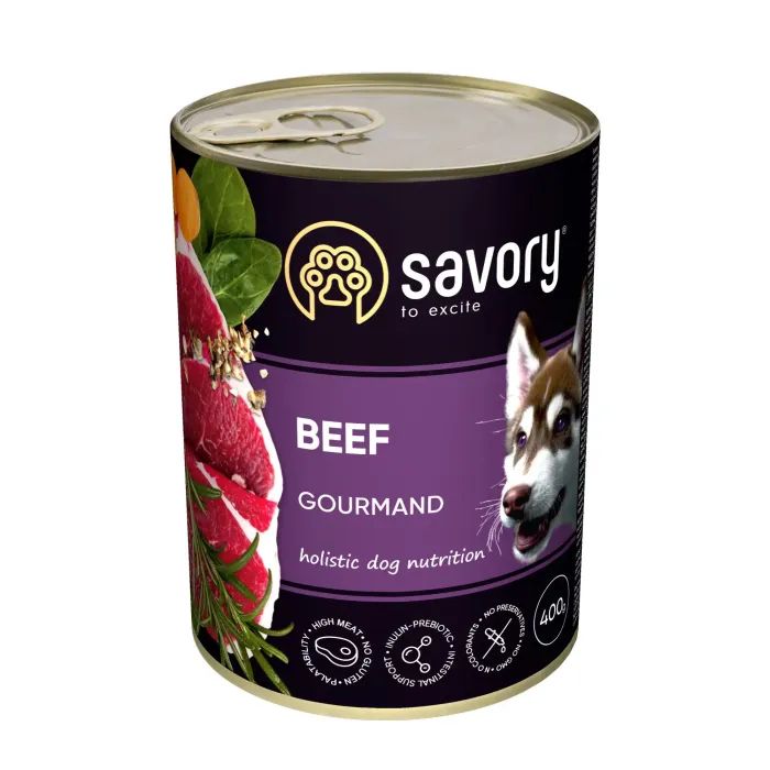 Консервы для собак Savory Набор 5+1 Gourmand Beef 400 г (2700000054970) изображение 3