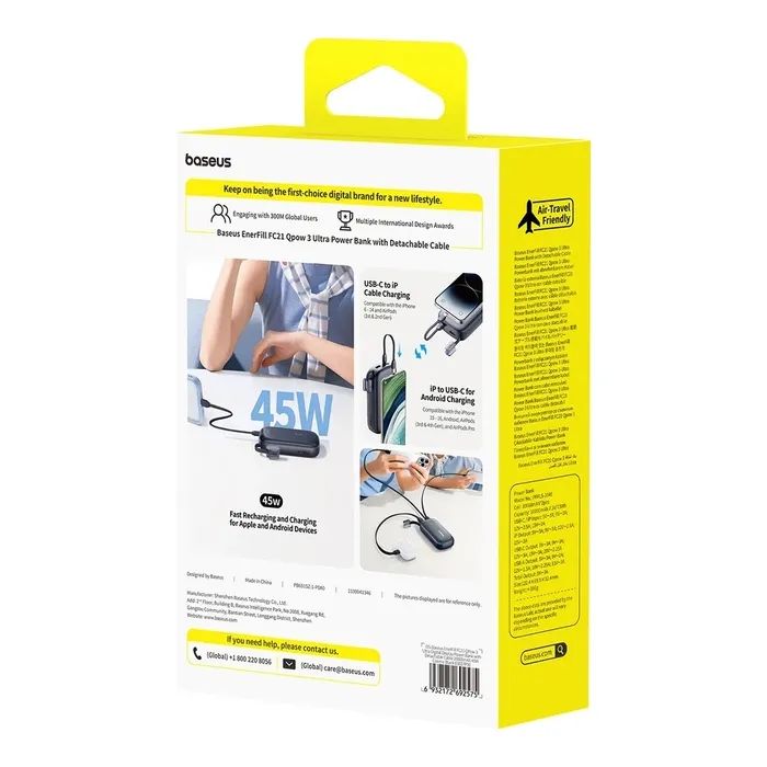 Батарея універсальна Baseus EnerFill FC21 Qpow 3 Ultra 20000mAh 45W Black (E0027P00) зображення 6