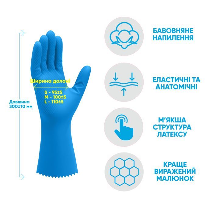 Рукавички господарські Добра Господарочка Латексні Міць Розмір М (4820086523745) зображення 3
