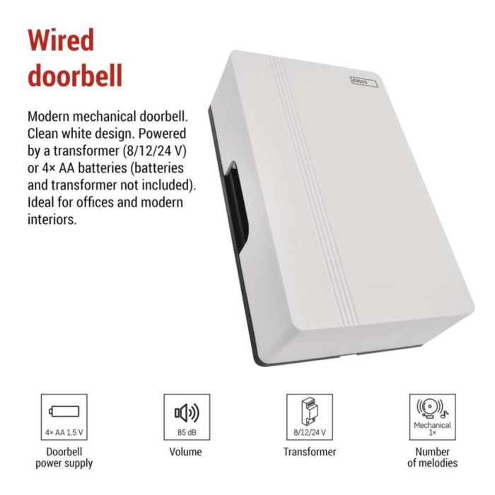 Дверной звонок EMOS P57102 Wiredl 4AA (1.5V) or 8/12/24V (P57102) изображение 7