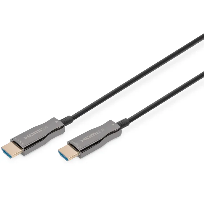 Кабель мультимедийный HDMI M to HDMI M 10m 4K AOC hybrid-fiber black Digitus (AK-330125-100-S)