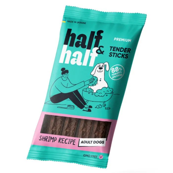 Лакомство для собак Half&Half мясные палочки с креветкой 100 г (4820261921236)