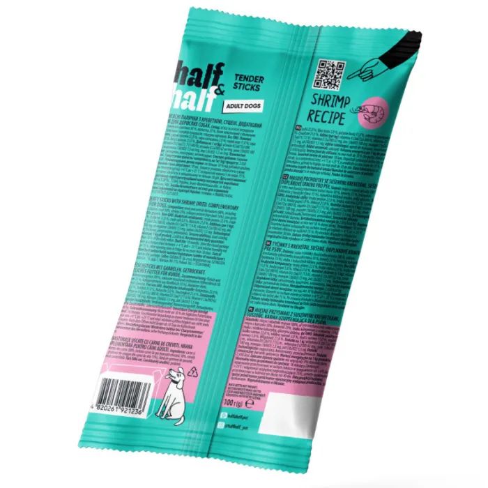 Лакомство для собак Half&Half мясные палочки с креветкой 100 г (4820261921236) изображение 2
