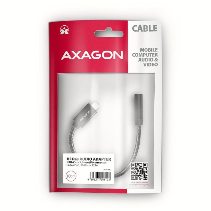 Переходник USB-C M to 3.5mm F DAC black AXAGON (ADA-HC) изображение 2