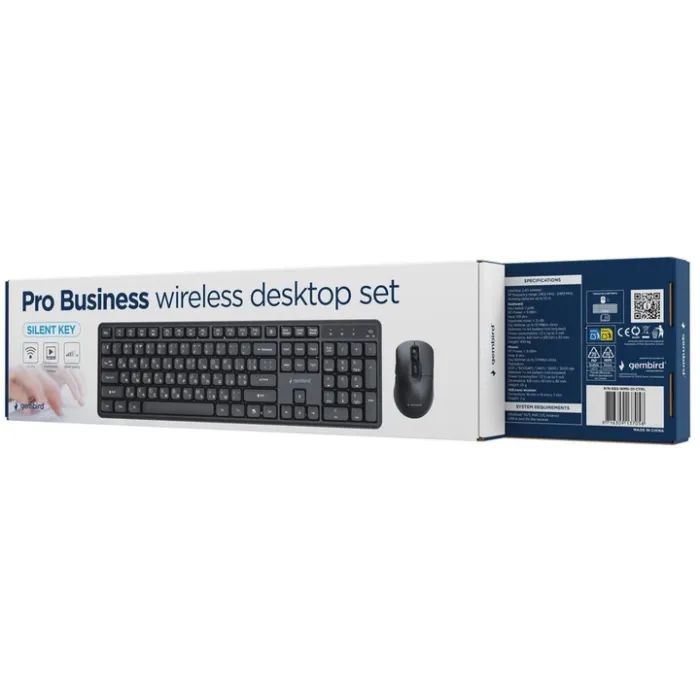 Комплект Gembird Silent Key Pro Business Wireless Black (KBS-WMS-01-CYRL) изображение 4