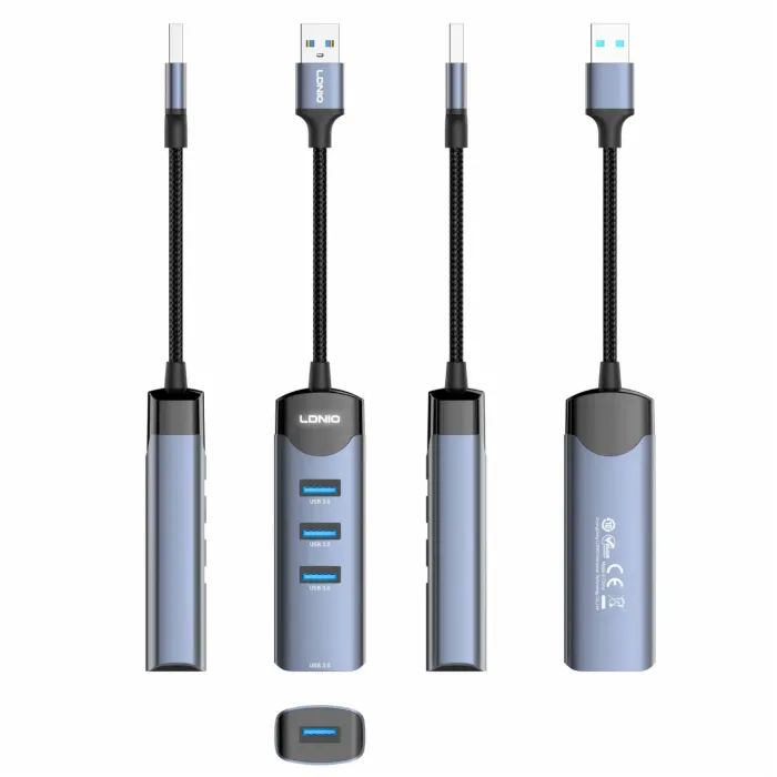 Концентратор LDNIO USB-A + USB-C 4-in-1 4xUSB 3.0 1.2m (DS-134U-1.2M) изображение 6