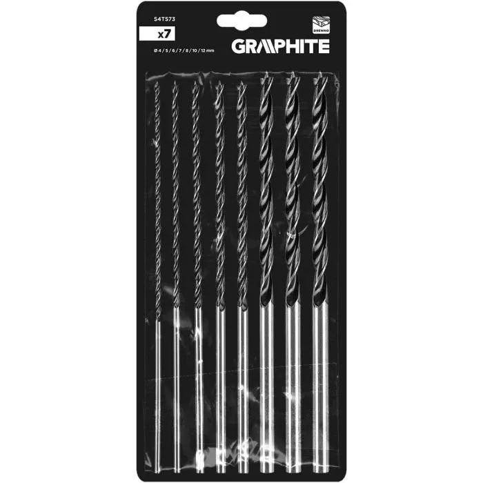 Набор сверл Graphite по дереву, удлиненные, 4–8,10,12x300мм, 7шт (54T573) изображение 9