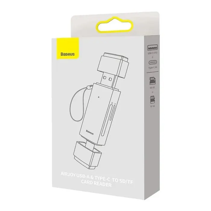 Считыватель флеш-карт Baseus USB-A + USB-C to SD/TF gray (WKQX060113) изображение 10