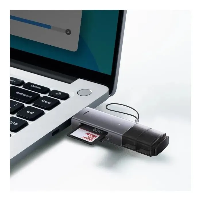 Считыватель флеш-карт Baseus USB-A + USB-C to SD/TF gray (WKQX060113) изображение 8