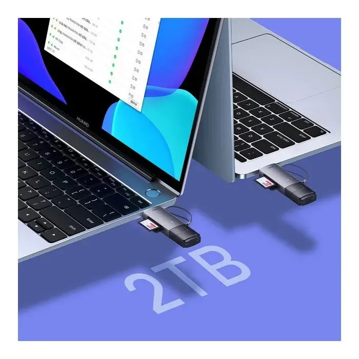 Считыватель флеш-карт Baseus USB-A + USB-C to SD/TF gray (WKQX060113) изображение 9