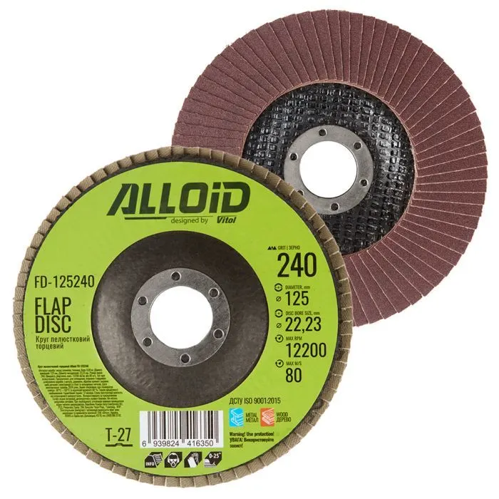Круг зачистной Alloid торцевой, лепестковый, 125мм, зерно 240, T27 (FD-125240)