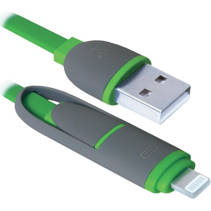 Дата кабель USB10-03BP USB - Micro USB/Lightning, blue, 1m Defender (87487)