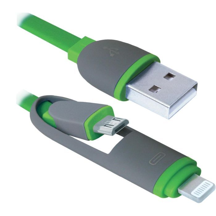 Дата кабель USB10-03BP USB - Micro USB/Lightning, blue, 1m Defender (87487) изображение 2