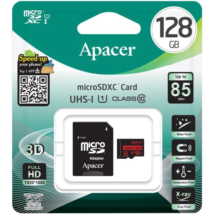 Карта памяти Apacer 128GB microSDXC Class10 UHS-I (AP128GMCSX10U5-R) изображение 3