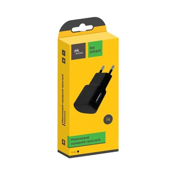 Зарядное устройство Florence USB, 1.0A black (FW-1U010B) изображение 2